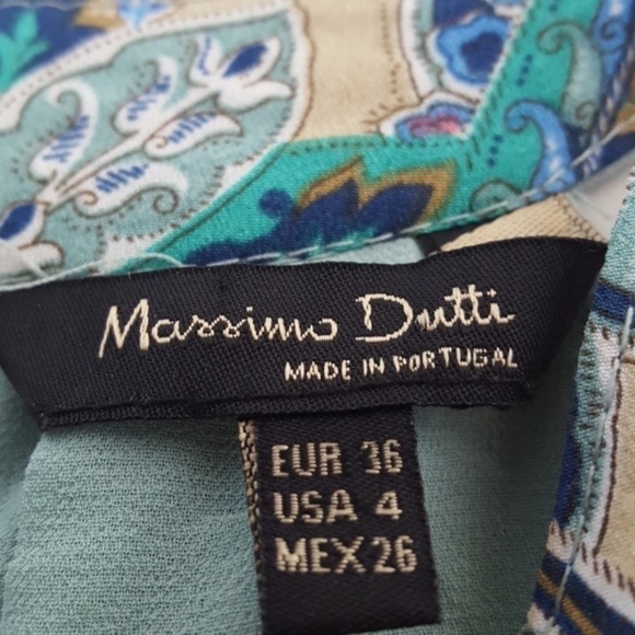 Massimo Dutti Blue and Cream Patterned Dress - Picture 3 of 3